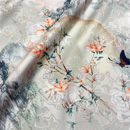 Floral Botanical Print Fabric: Polyester Spandex Blend, 55" Wide - Poppylollipop