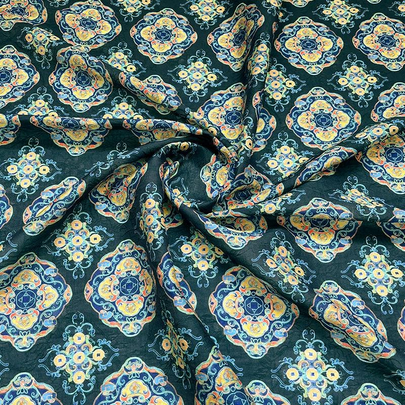 Dunhuang Buddha Tencel Fabric: Asian Style Upholstery, Scarf & Curtain