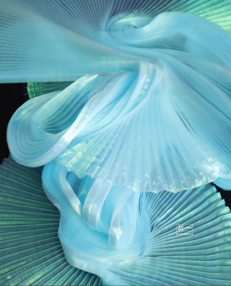 Mermaid Pleated Organza Fabric: 55" Wide Designer Material