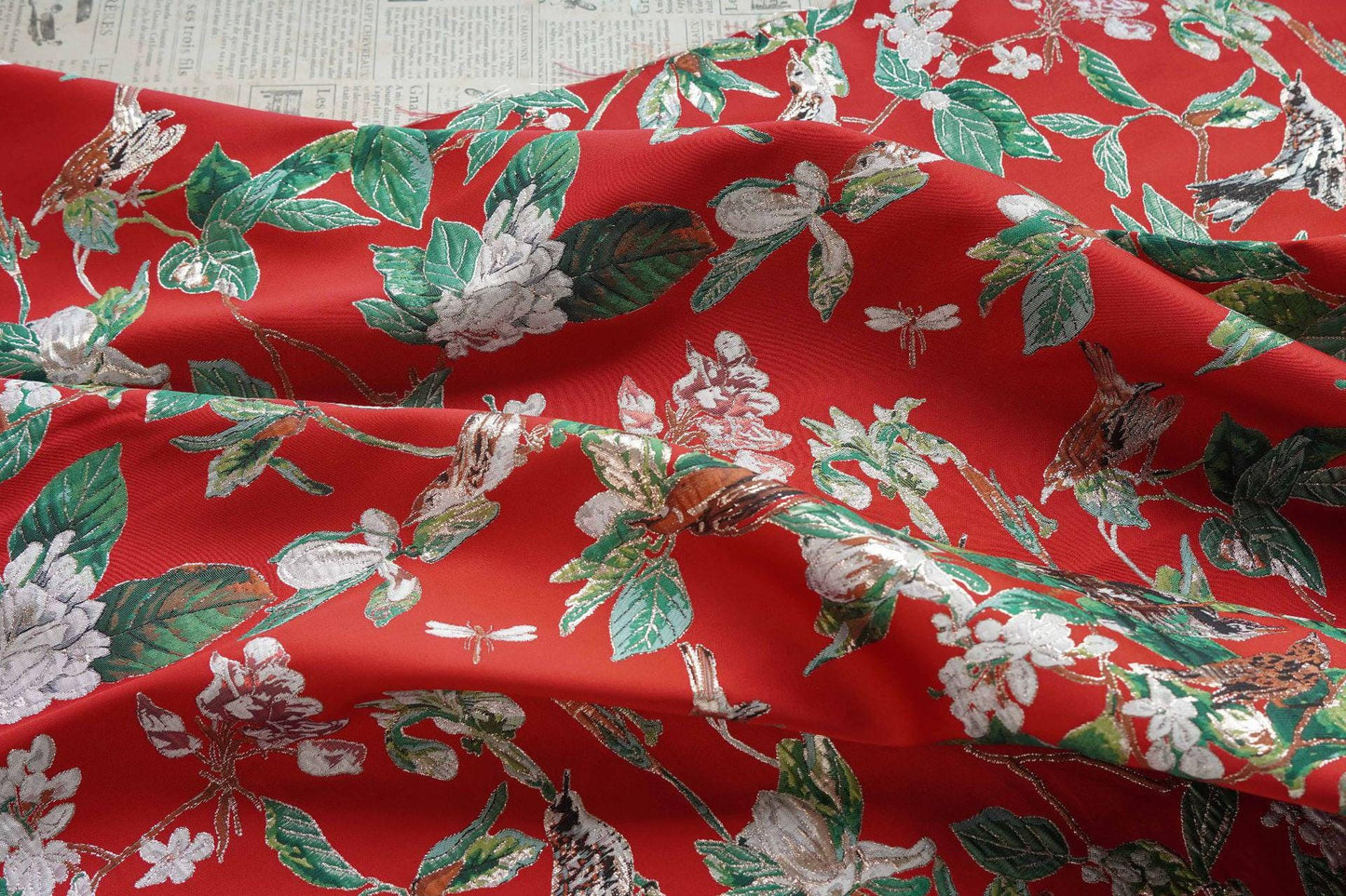 Gold Bird Jacquard Fabric: Colorful Upholstery, Costume, & Sewing - 57"W By Meter