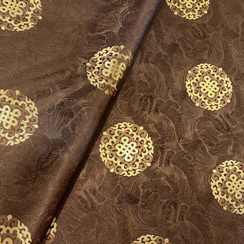 Auspicious Chinese Knot Brocade Fabric: Rayon Satin for Hanfu & Quilting (29.5"W)