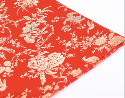 Bird & Azalea Brocade Fabric: Chinese Qipao Sewing Material
