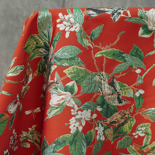 Tissu jacquard Oiseau d'or : ameublement coloré, costumes et couture - 145 cm de large au mètre