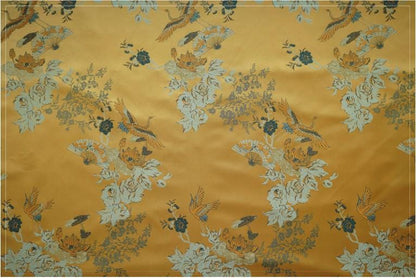 Gold Crane Brocade Fabric: 59"W Rayon Cheongsam Qipao Material