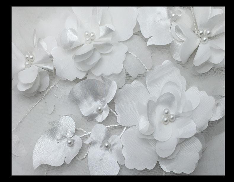Tissu en maille brodée de fleurs ���� Voile de mariée orné de perles 3D, par Th
