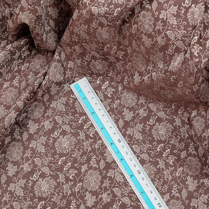 Tissu damassé jacquard pivoine paon : satin de soie thé, 150 cm de large