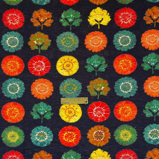Tissu pour patchwork, tissu en coton à motif d'arbres fleuris ��� Style asiatique coloré Pri" Large