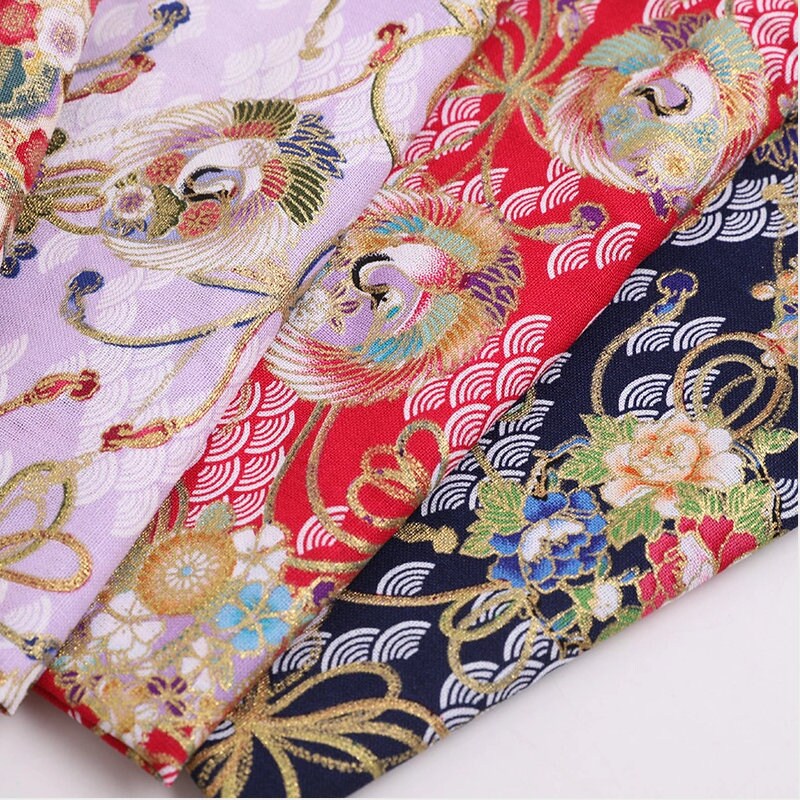 Japanese Crane Print Fabric: 100% Cotton Sewing Material