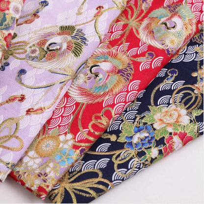Japanese Crane Print Fabric: 100% Cotton Sewing Material