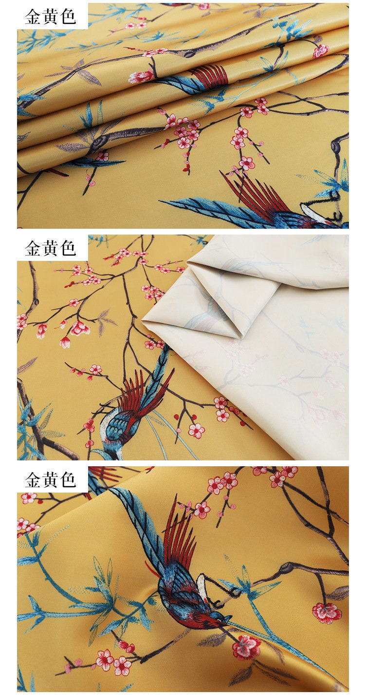 Bird Print Satin Fabric: Soft Polyester, 57" Wide, Apparel & Decor
