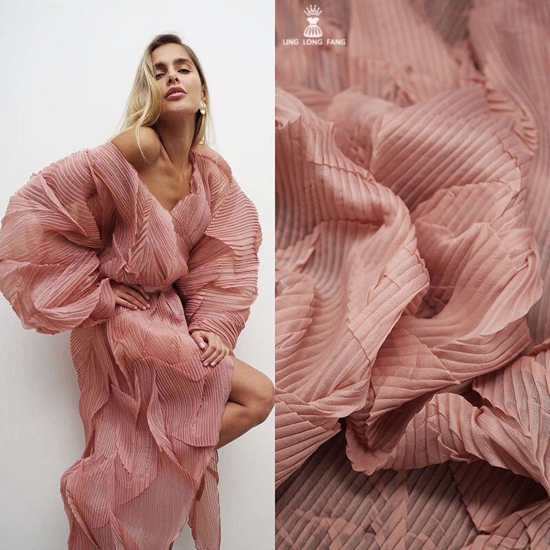 Pleated Crepe Fabric: 40" Wide Designer Material