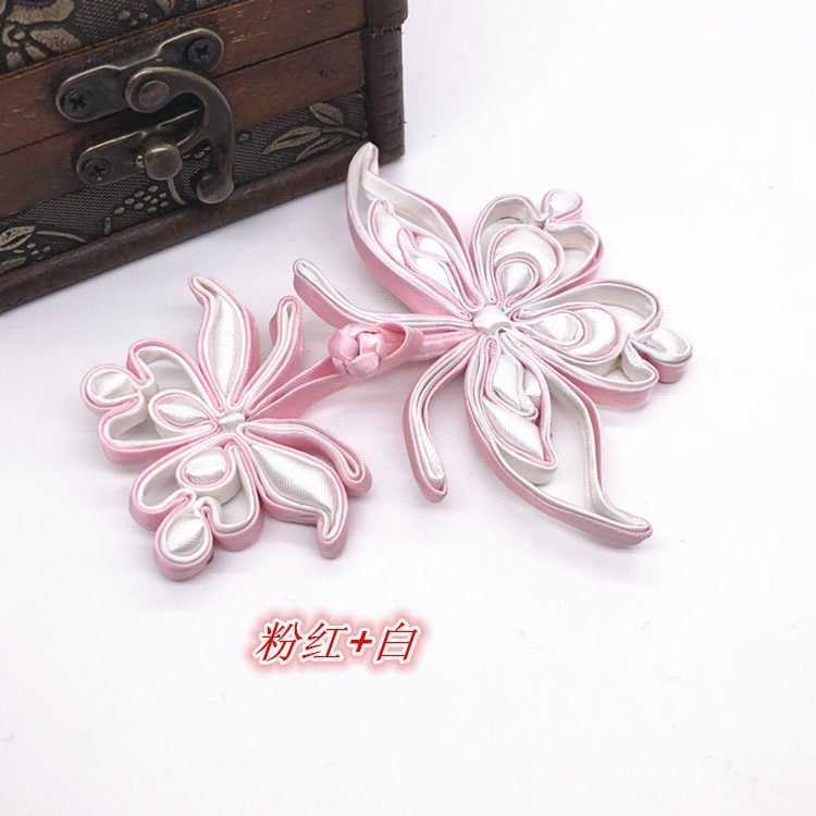 Satin Butterfly Cheongsam Buttons: Decorative Knot Fasteners (Pair) - Poppylollipop