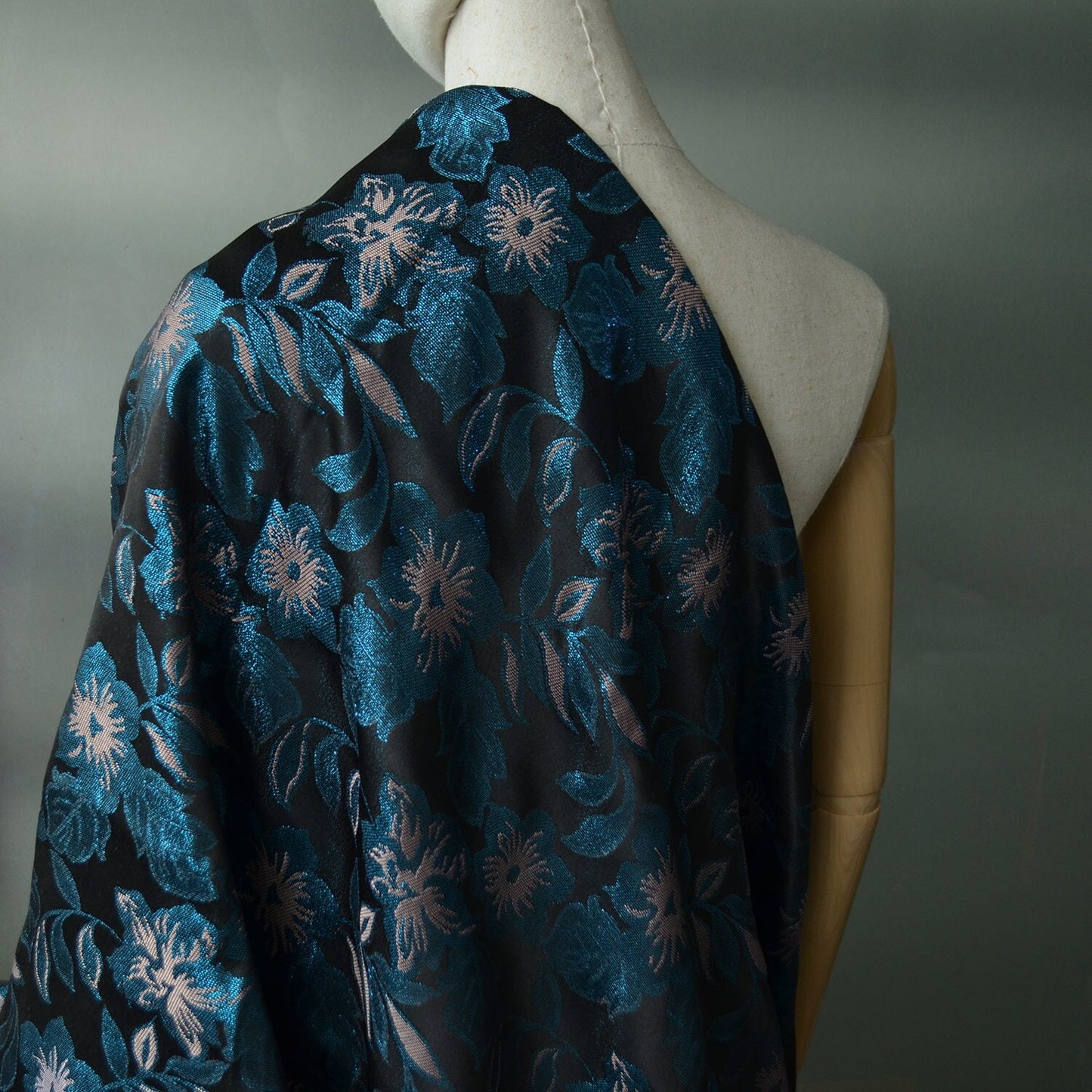 Blue Dandelion Paisley Jacquard Fabric: Ethnic Style Woven Upholstery, 59" Wide