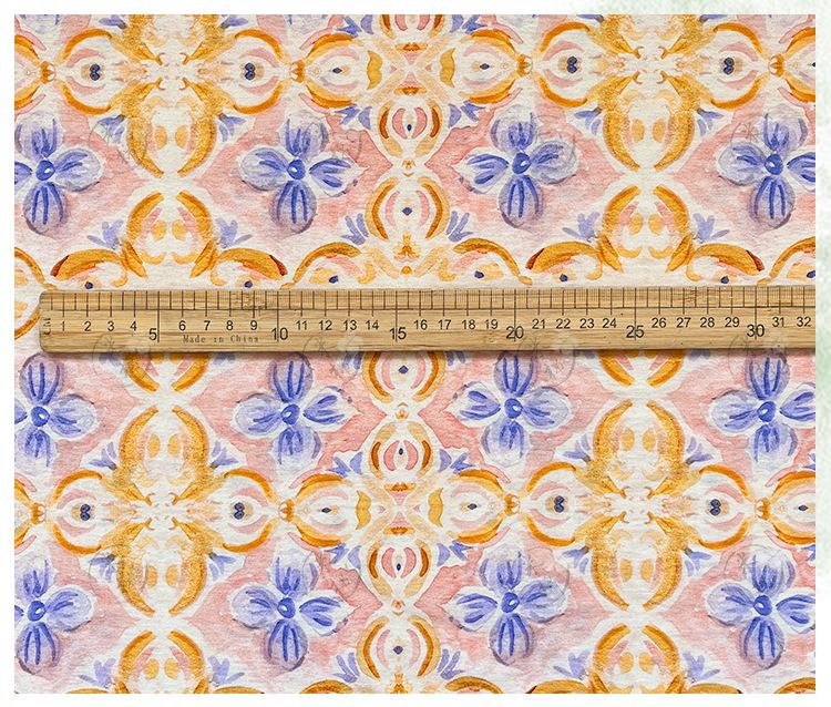 Tissu pour patchwork, coton à motifs floraux aquarelle : matériel de couture style chinois