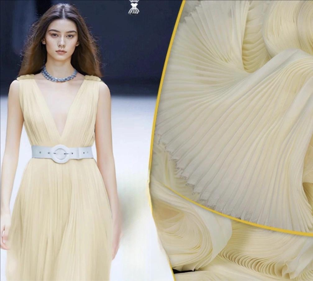 Pleated Chiffon Tulle Fabric: 57"W Accordion Drape, Sewing & Costume