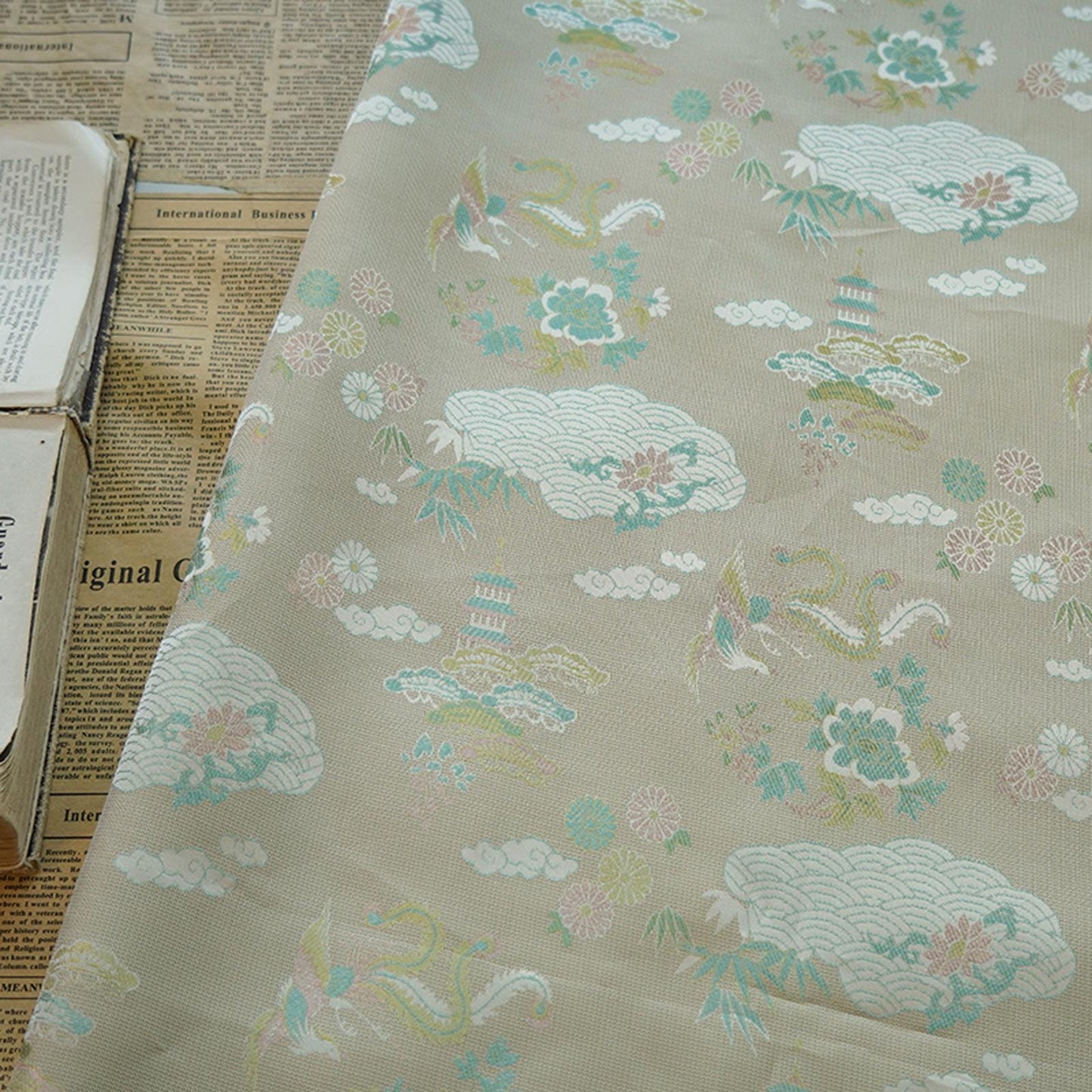 Japanese Brocade Fabric: Silky Upholstery, Costume, Decor - 55"W
