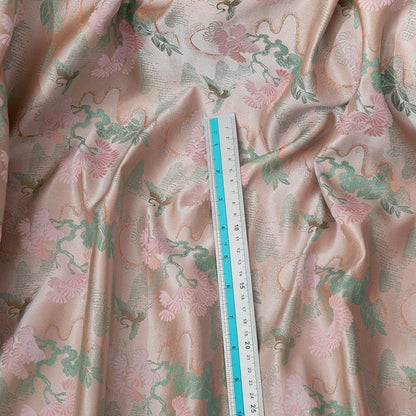 Crane Brocade Fabric: 59"W Rayon Cotton Blend for Cheongsam, Costume, Decor