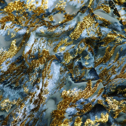 Foil Jacquard Velvet Fabric: Stretchy 55" Wide Rayon Nylon Blend