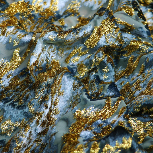 Foil Jacquard Velvet Fabric: Stretchy 55" Wide Rayon Nylon Blend