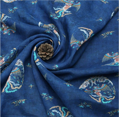 Dunhuang Frescoes Linen Fabric: Asian Chinese Style Upholstery, Sewing, Scarf