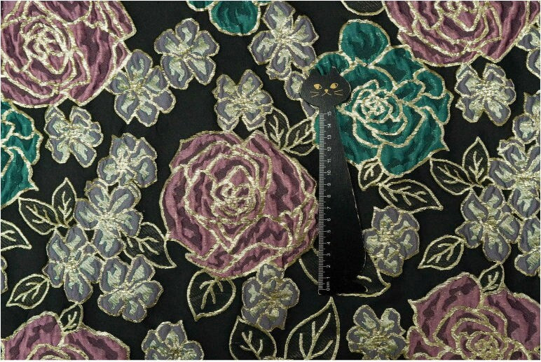 Floral Jacquard Fabric: 3D Oil Painting Texture, 56" Wide - By The Meter