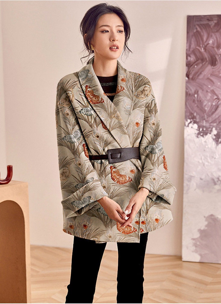 Butterfly Jacquard Fabric: 57"W Polyester Upholstery & Costume