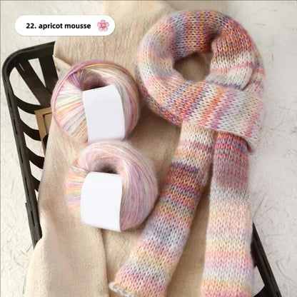 Rainbow Hand-Dyed Mohair Silk Yarn: Lace Weight Knitting Wool