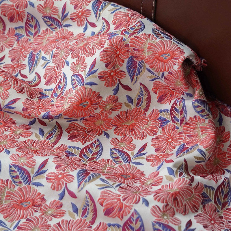Reversible Jacquard Fabric: Japanese Floral Embossed Weave (59"W)