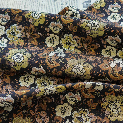 Baroque Jacquard Fabric: Gold Woven Palace Style Material - 59"W