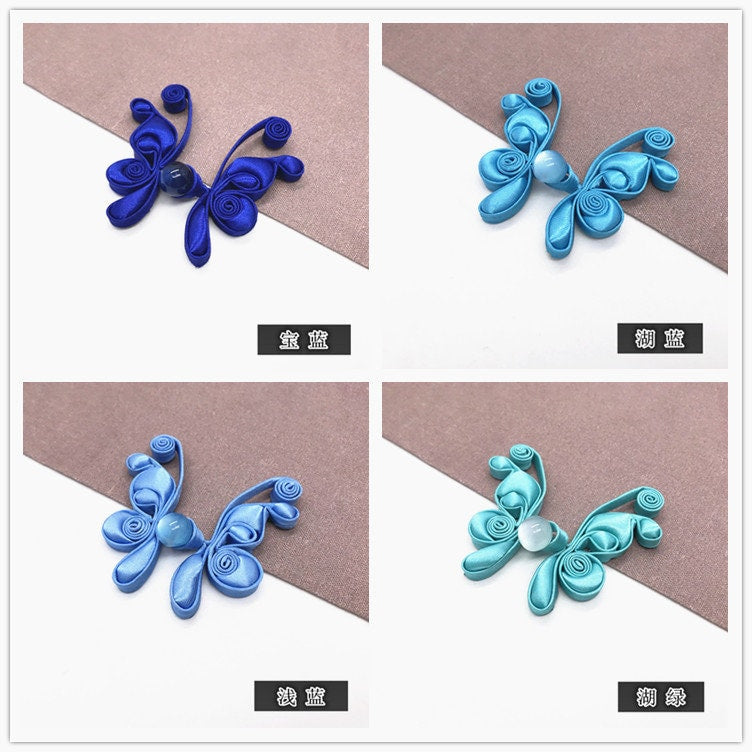 Satin Butterfly Knot Button: Cheongsam Sewing Fastener (Pair)