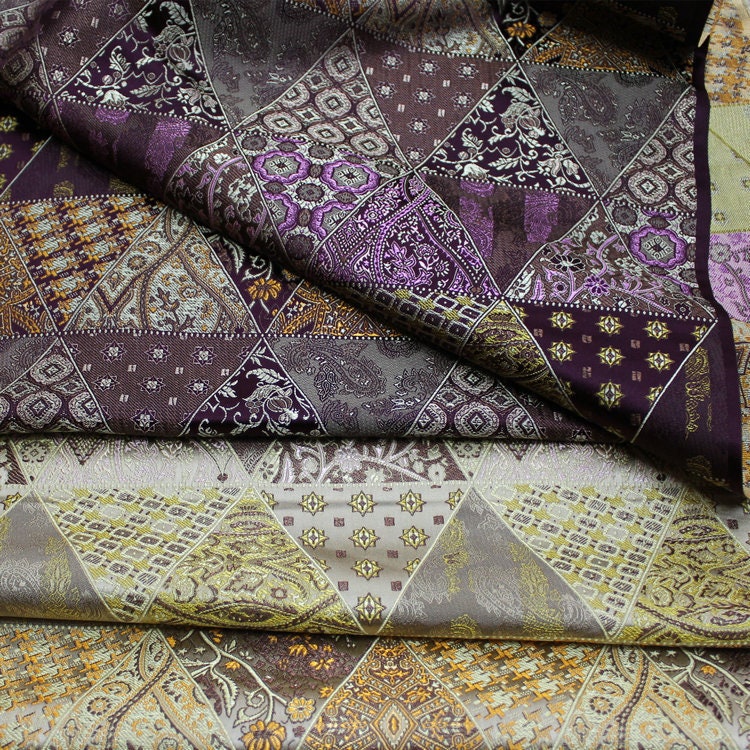 Tissu patchwork brocart : jacquard damassé en soie et rayonne, tissu pour costumes, décoration intérieure, au mètre