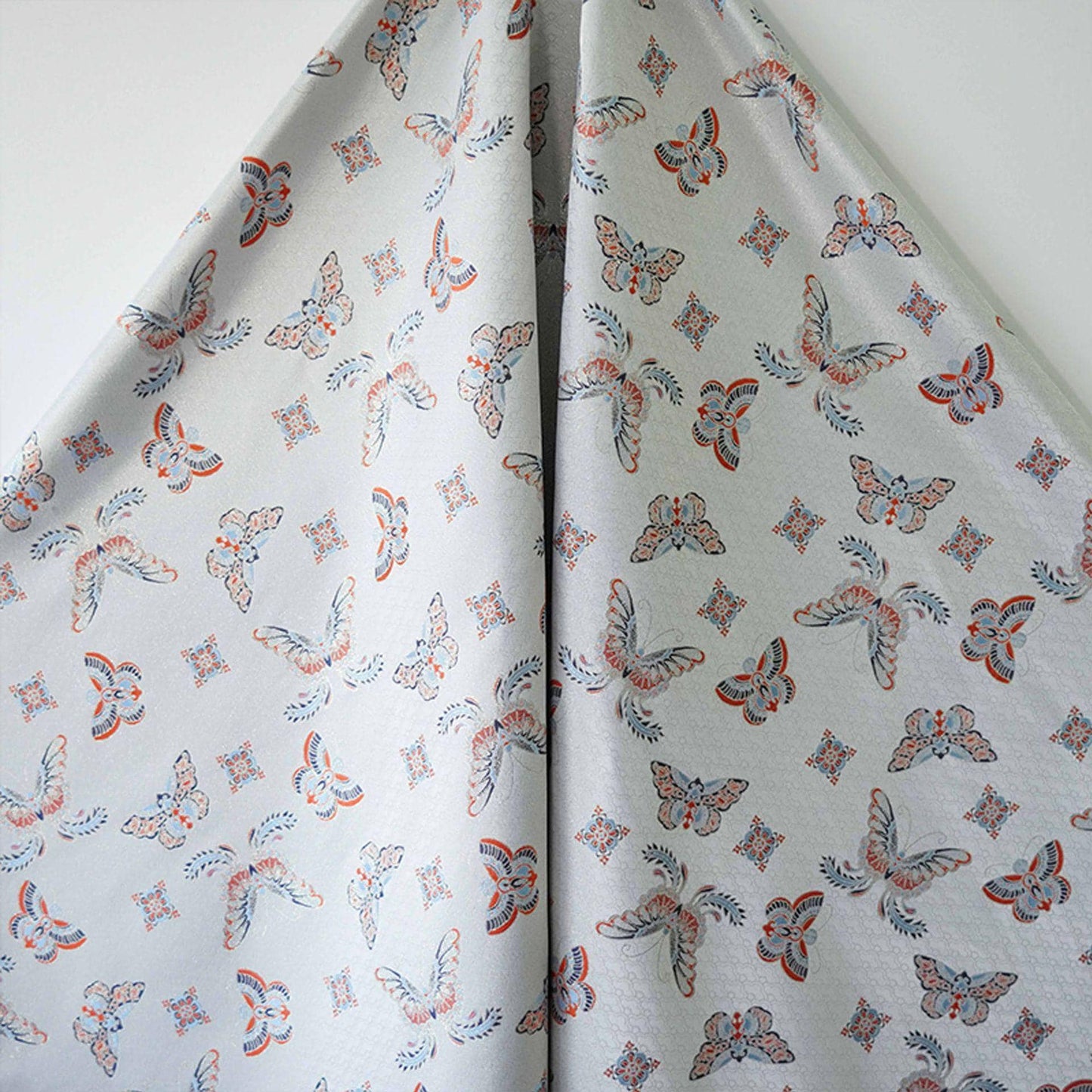 Butterfly Jacquard Fabric: Embossed Foil Rayon Blend, 62"W