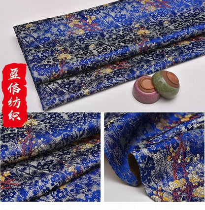 Tissu brocart à fleurs de prunier : matériau de couture en rayonne multicolore pour cheongsam et qipao.