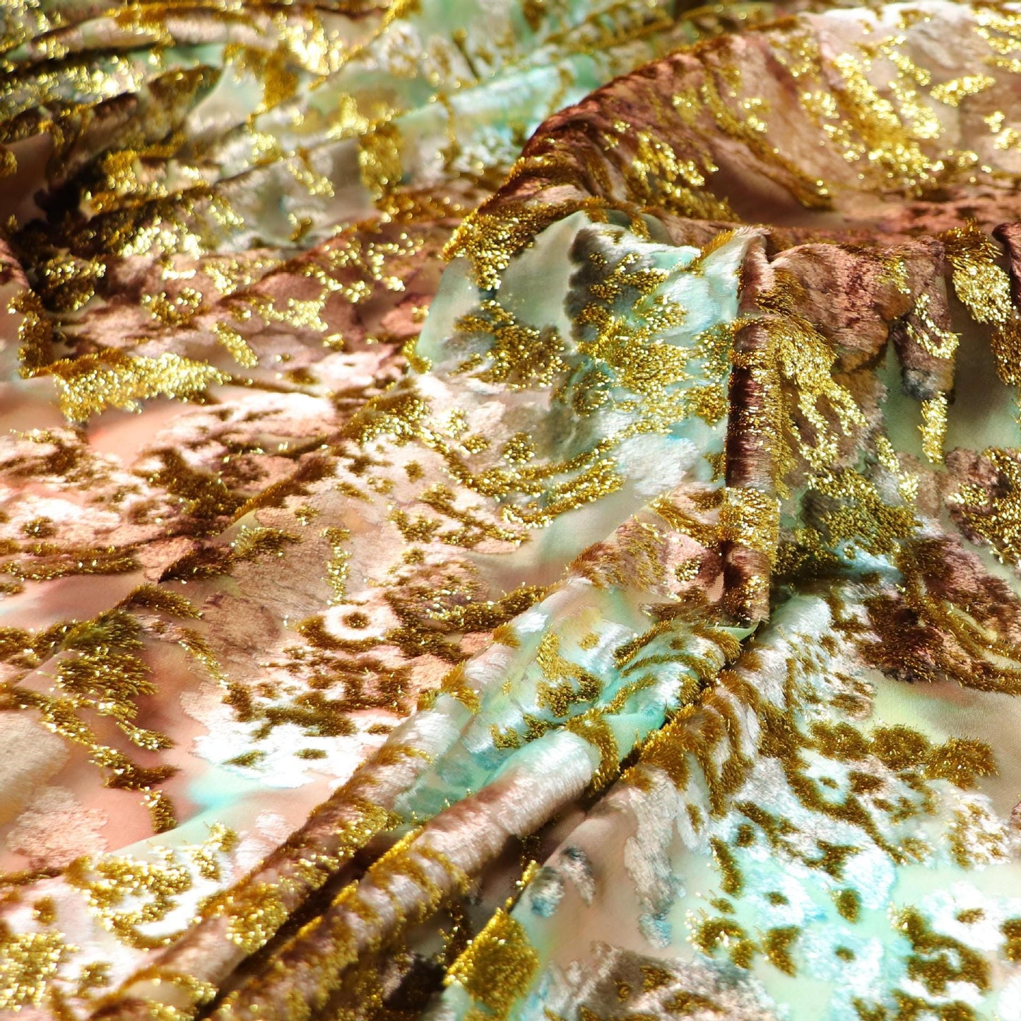 Foil Jacquard Velvet Fabric: Stretchy 55" Wide Rayon Nylon Blend