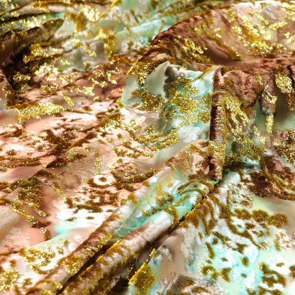 Foil Jacquard Velvet Fabric: Stretchy 55" Wide Rayon Nylon Blend