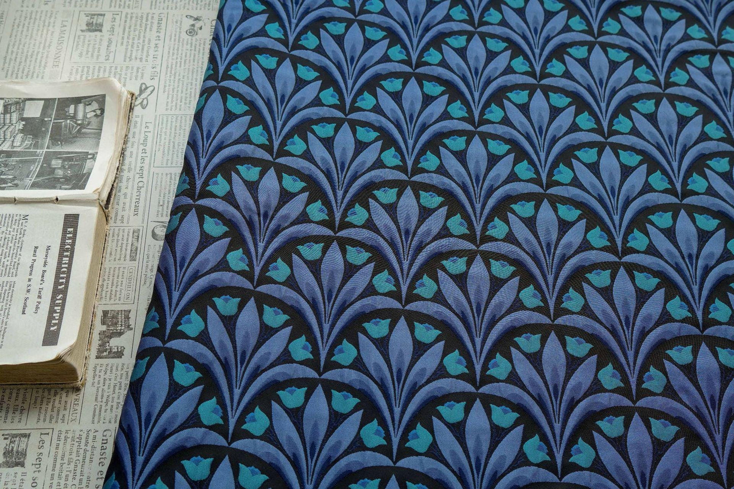 Tulip Jacquard Fabric ��� Embossed Floral Materi" Wide