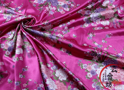 Floral Printed Bridal Satin Fabric: Soft Polyester, 59" Wide