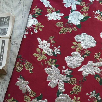 Tissu jacquard à fil doré : texture peinture à l’huile 3D, largeur 140 cm (55 po) – au mètre