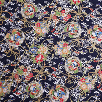 Japanese Crane Print Fabric: 100% Cotton Sewing Material