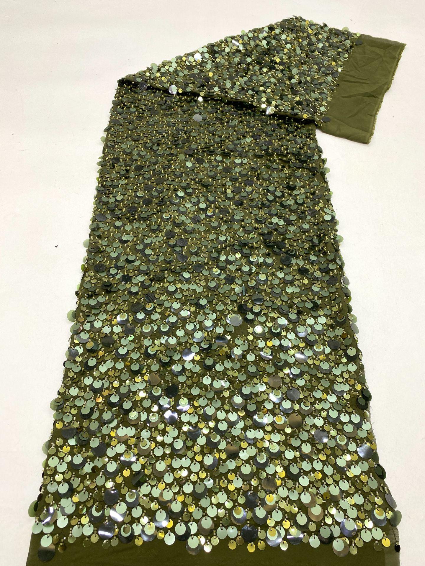 Beaded Sequin Chiffon Fabric: Elegant Party Dress Material (49" Wide)