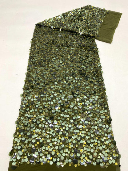 Beaded Sequin Chiffon Fabric: Elegant Party Dress Material (49" Wide)