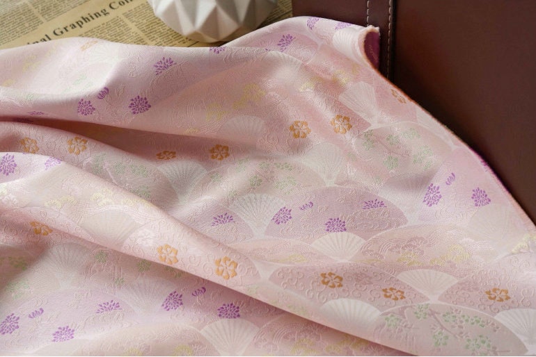 Japanese Fan Fabric: Gold Thread Nishijin Upholstery, Costume, Decor (60"W)