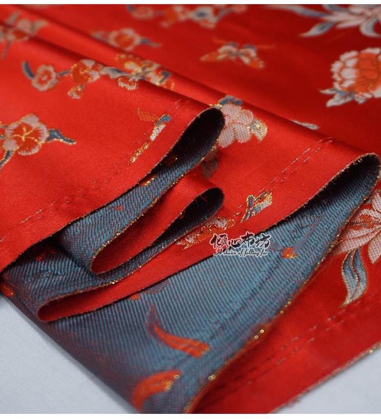 Peony Silk Brocade Fabric: Chinese Jacquard for Cheongsam, Hanfu & Upholstery