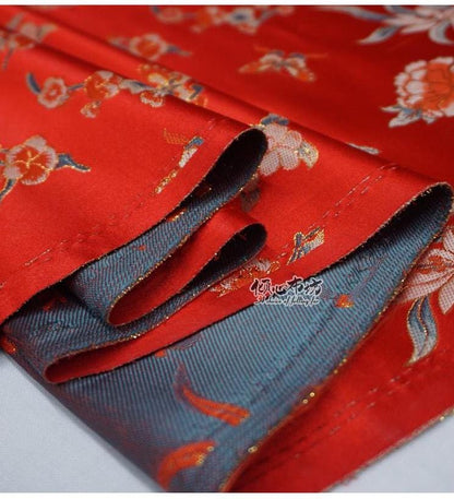 Peony Silk Brocade Fabric: Chinese Jacquard for Cheongsam, Hanfu & Upholstery