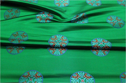 Chinese Fu Symbol Brocade Fabric, Floral Jacquard Satin