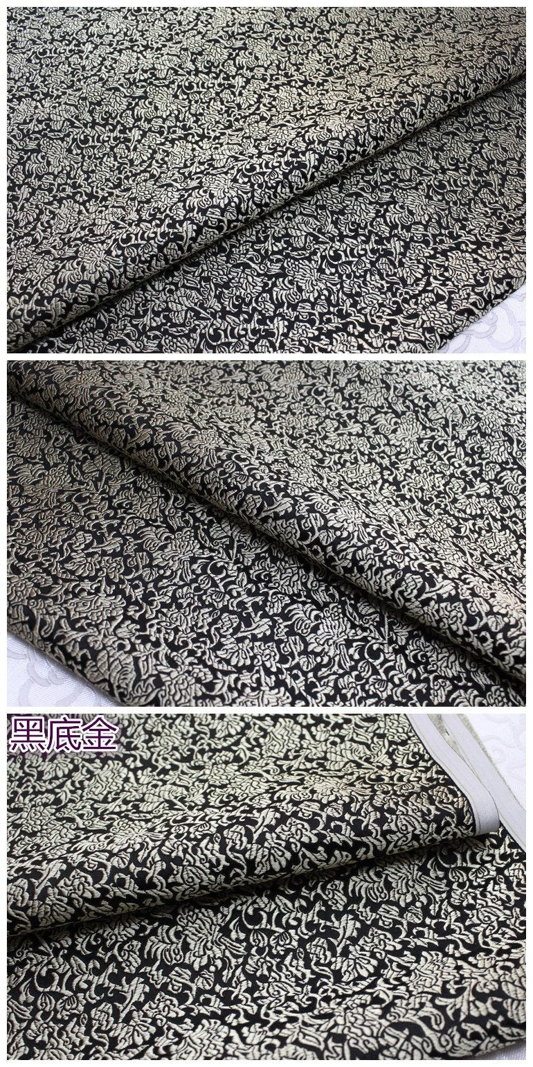 Phoenix Tail Brocade Fabric: Floral Chinese Silk (29.5 Inches Wide)