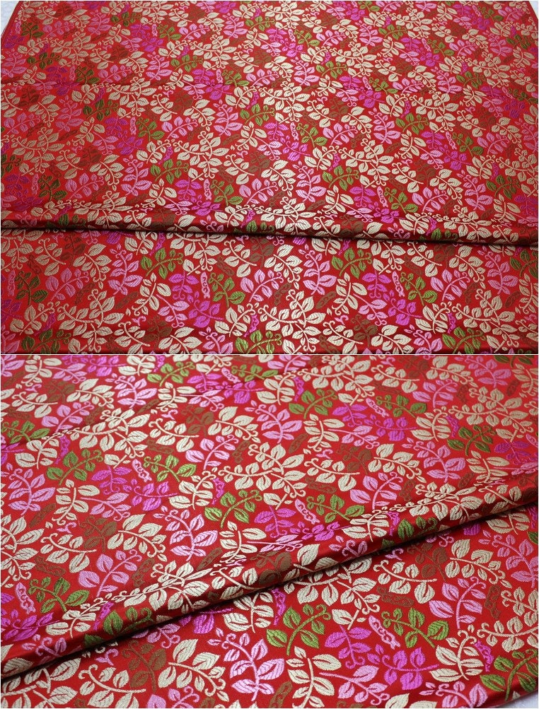Leaf Brocade Fabric: Silk Rayon Jacquard for Cheongsam & Kimono