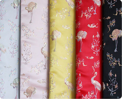 Gold Thread Damask Jacquard Fabric: Metallic Brocade, 57"W