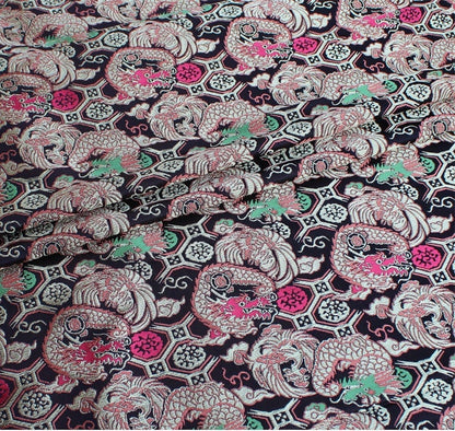 Dragon Phoenix Nishijin Fabric: Japanese Silk Brocade Upholstery