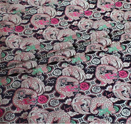 Dragon Phoenix Nishijin Fabric: Japanese Silk Brocade Upholstery